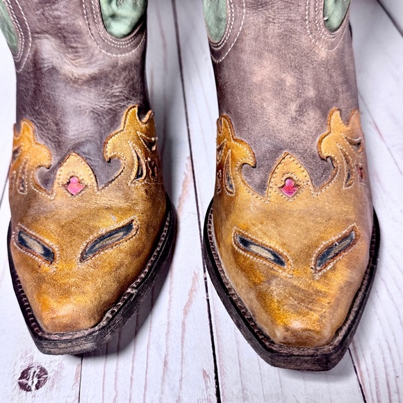 Laredo Womens Miss Kate Size 7.5 Multicolor Suede Cowgirl Western Boots - Picture 4 of 16